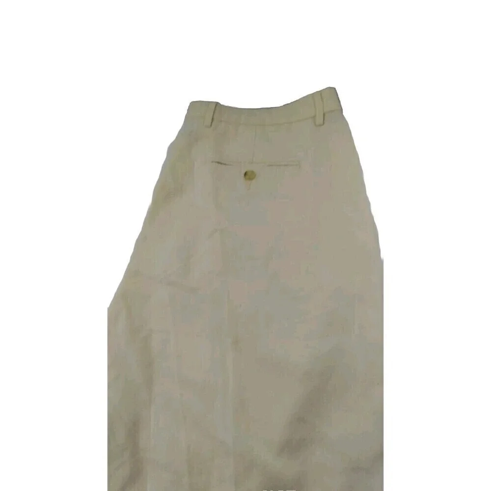 Club Room‎ Linen Cotton Shorts Pleated Cuffed Khaki Beige Mens Size 38